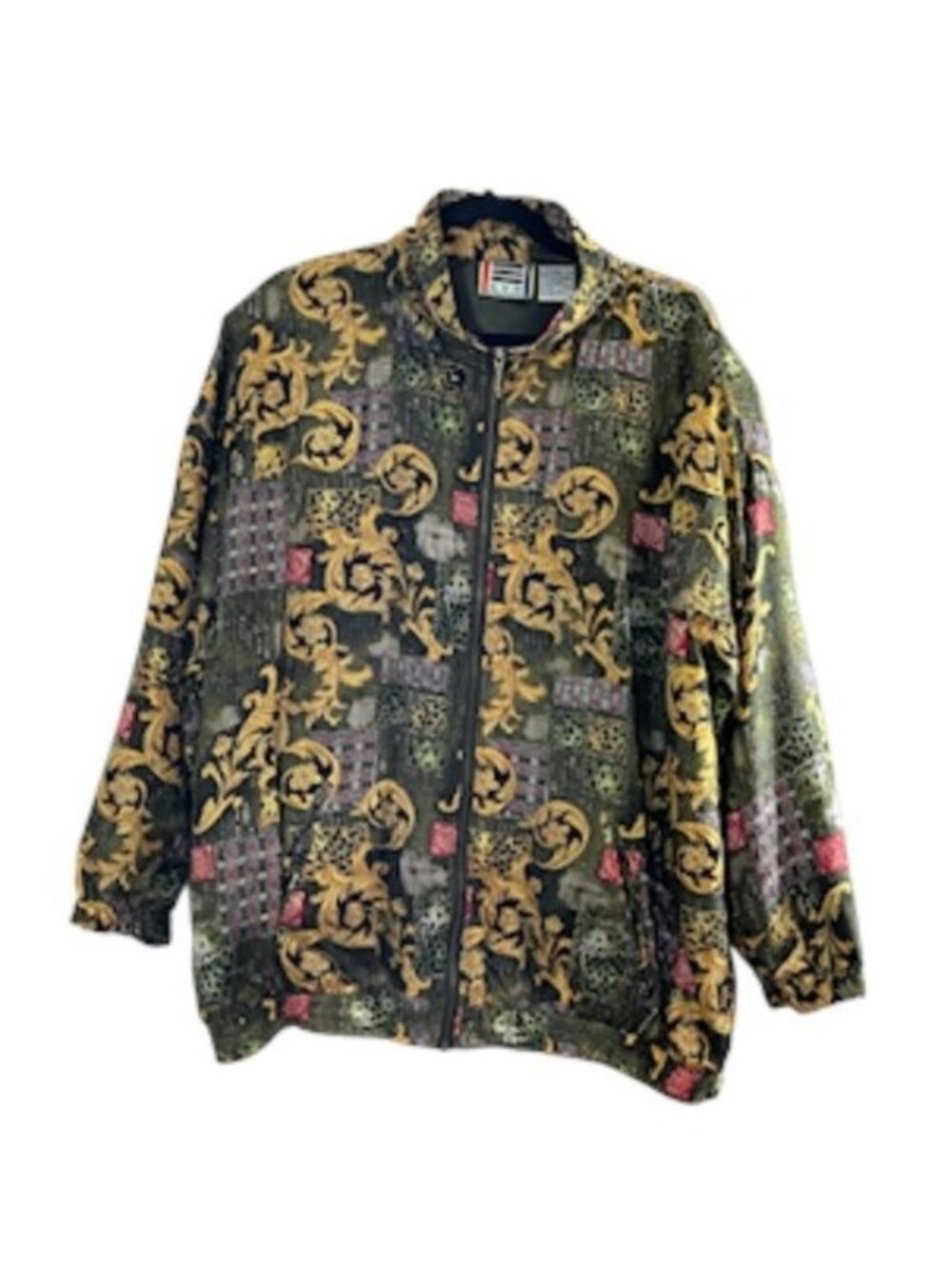 Retro Floral Silk Jacket 2X Green Boho‎ Western Indie Classic Preppy Old Money